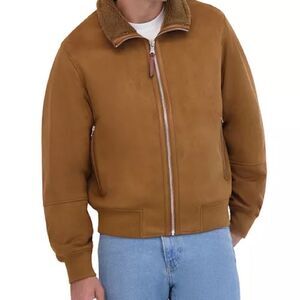 NWT Men’s Robert Graham Faux Vegan Suede Bomber Jacket Tan Size SMALL